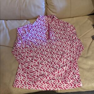 NWT GOTTEX Zipper Neck Women's Golf/Tennis/Picklball Long Sleeve Top Pink/WhiteS